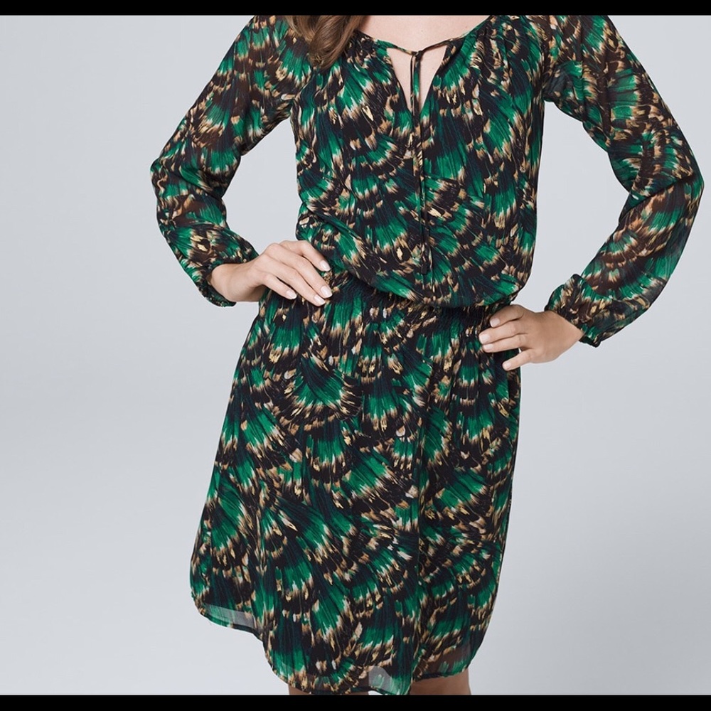 WHBM Abstract Print Blouson Dress